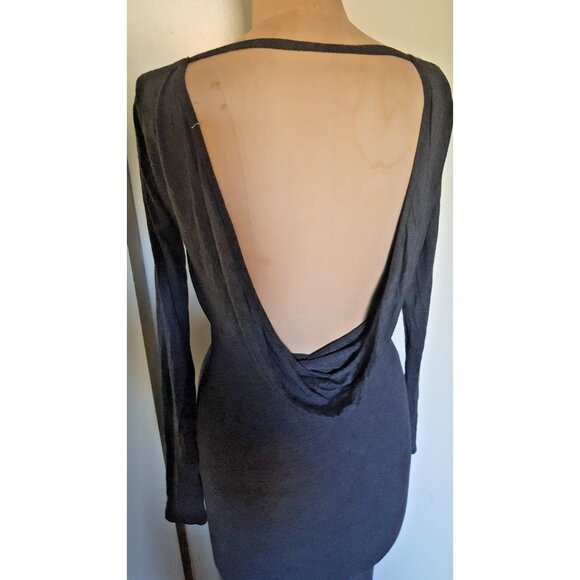 Sparkle & Fade maxi gray bodycon stretch cut out back waterfall pencil dress S - Picture 5 of 11